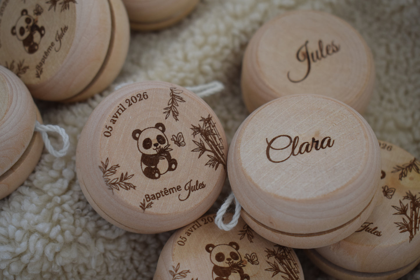 Yoyo en bois baptême – personnalisé panda
