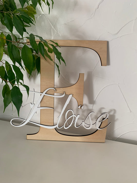 Décoration de porte en bois - Initiale Prénom