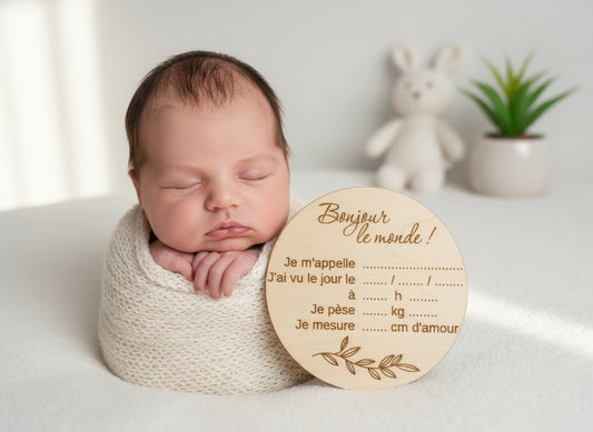 Carte Naissance Bonjour le Monde Feuille