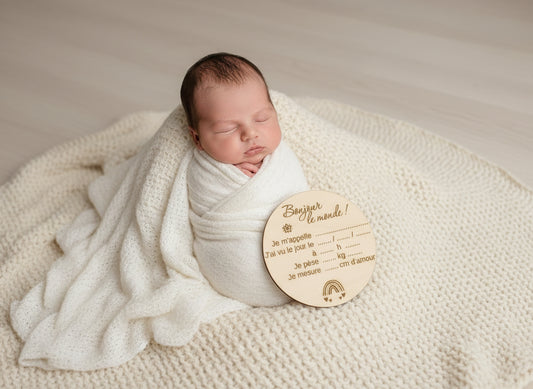 Carte de Naissance Bonjour le Monde arc-en-ciel