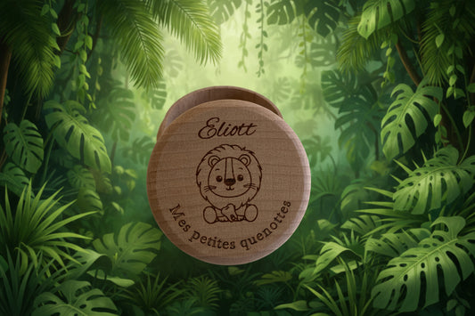 Boite Ă dents de lait en bois gravĂ©e â PersonnalisĂ©e thĂšme lion