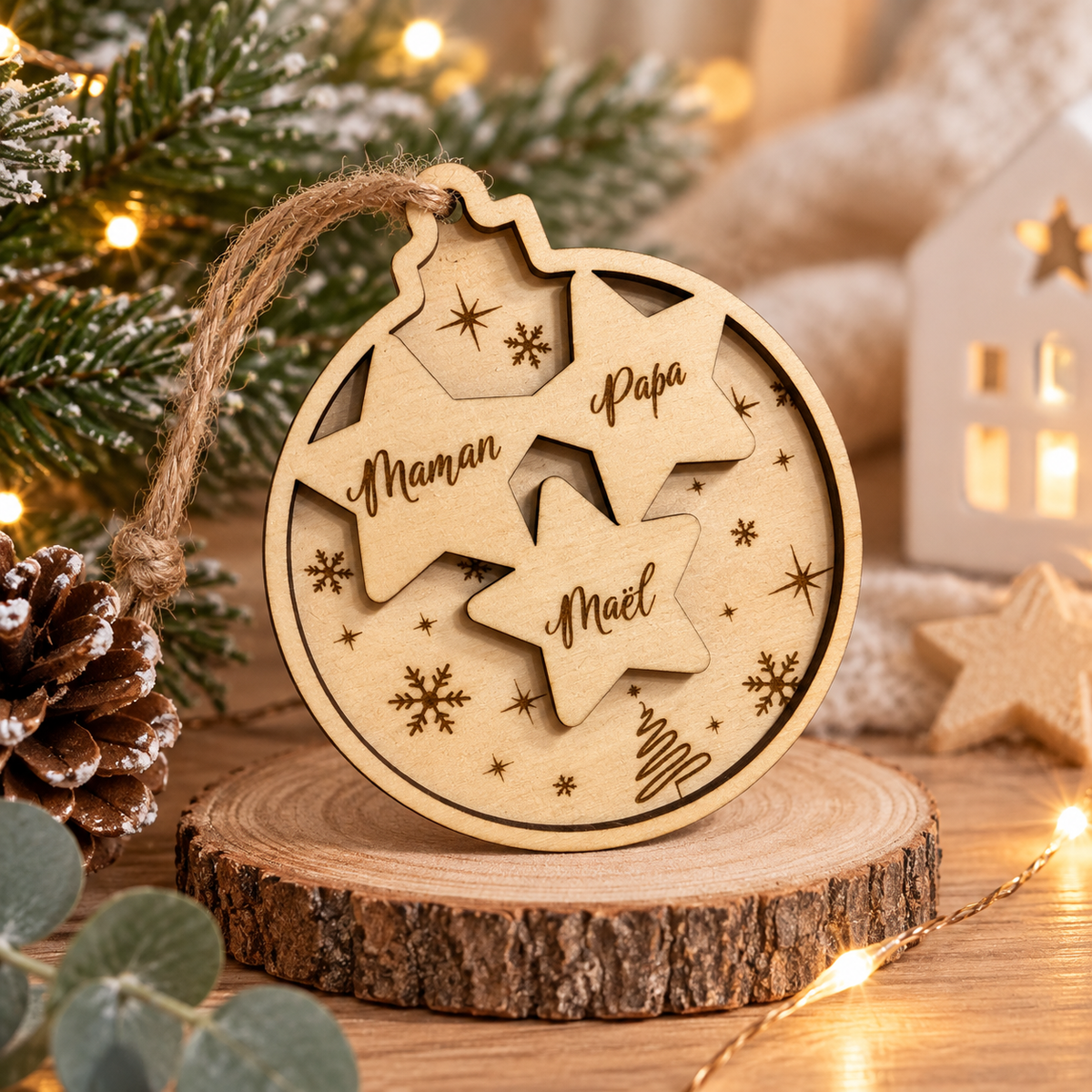 Boule de Noël étoile famille/prénoms