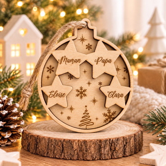 Boule de Noël étoile famille/prénoms