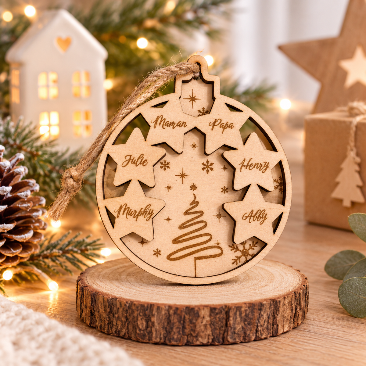 Boule de Noël étoile famille/prénoms