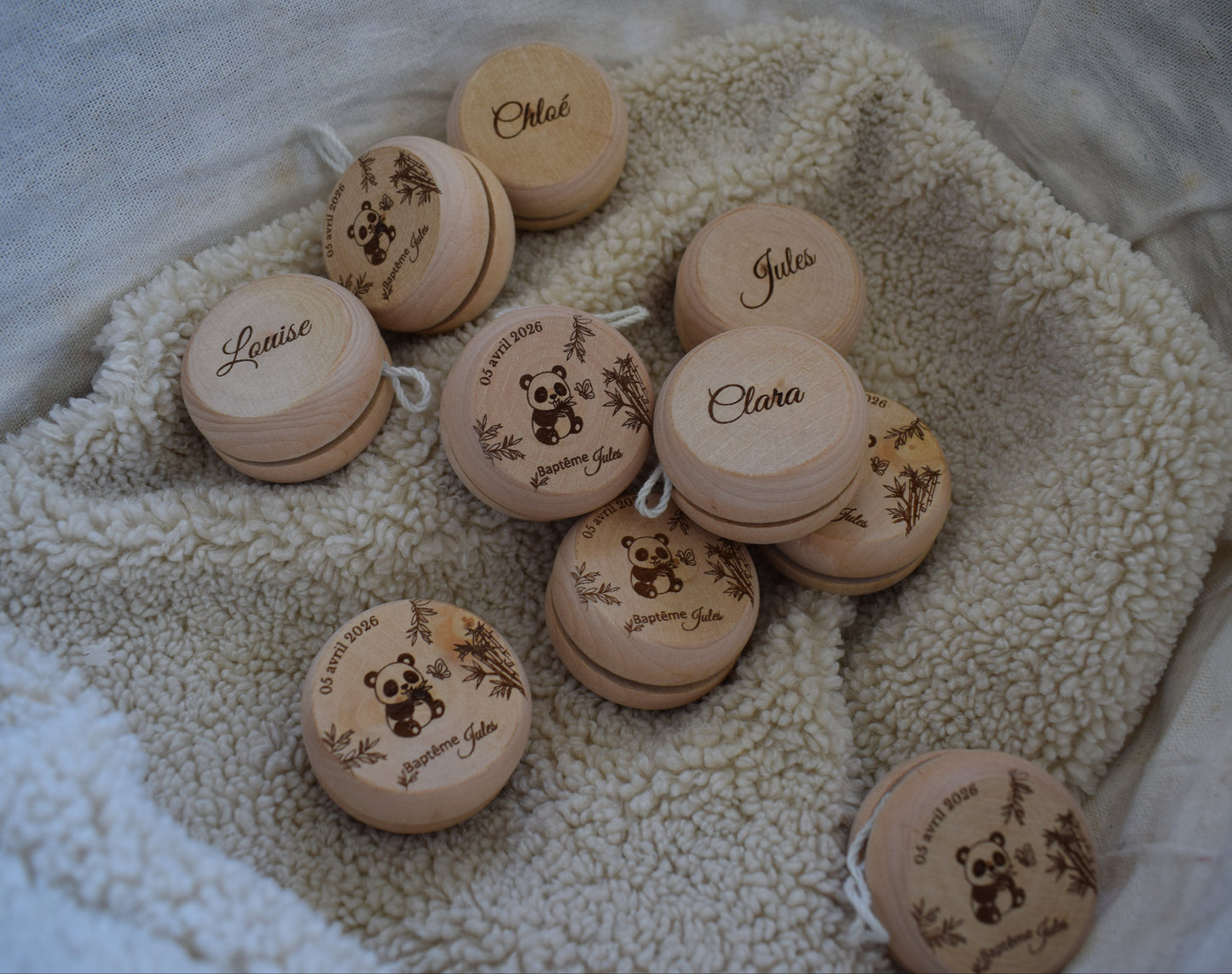 Yoyo en bois baptême – personnalisé panda