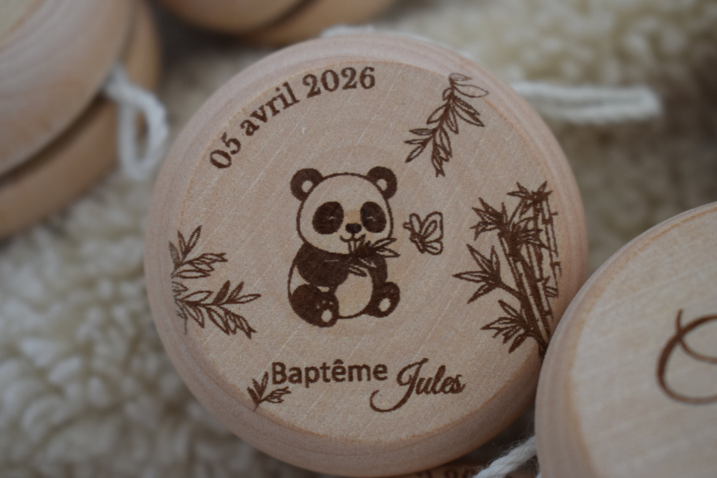 Yoyo en bois baptême – personnalisé panda