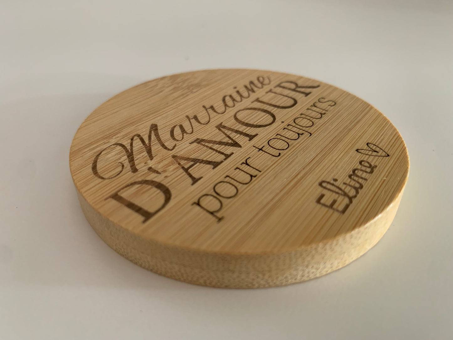 Miroir de poche en Bambou gravé - ... d'amour pour toujours