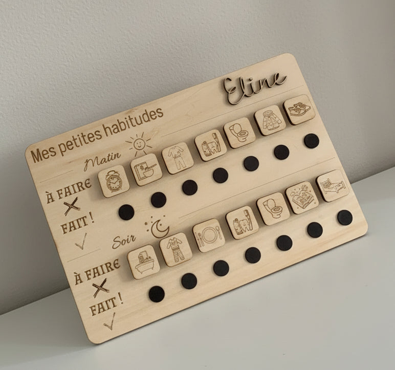 Tableau des Routines en bois -MONTESSORI