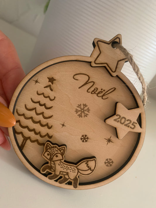 Boule de Noël double étoile/renard
