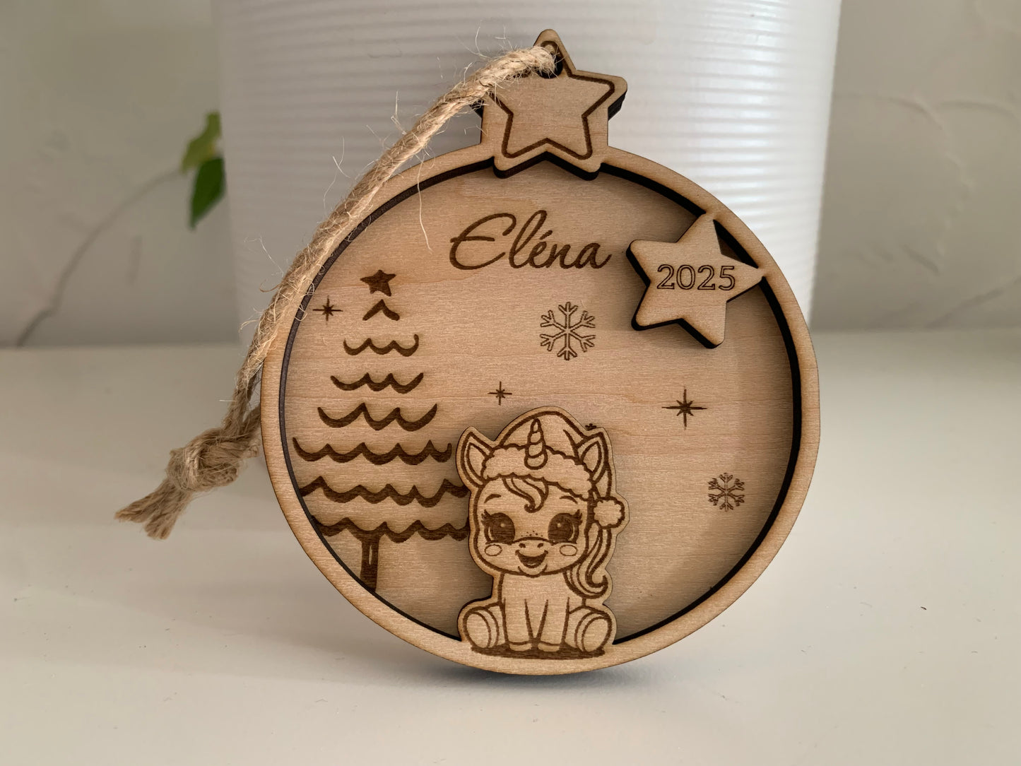 Boule de Noël double étoile/licorne