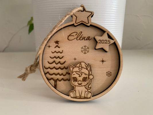 Boule de Noël double étoile/licorne