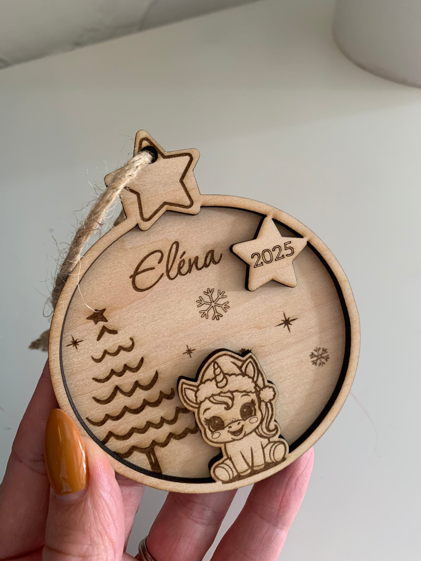 Boule de Noël double étoile/licorne