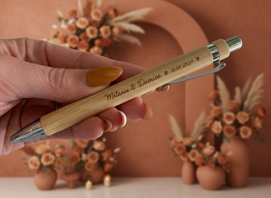 Stylos en Bambou gravé - Personnalisé Prénoms ♥ Date ♥