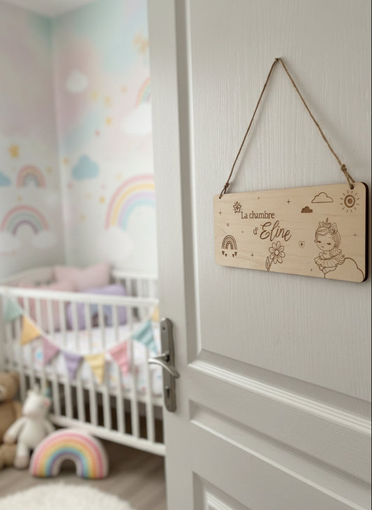 Pancarte en bois, thème licorne/arc-en-ciel - La chambre de ...