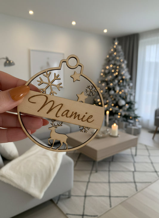 Boule de Noël découpée Flocon/Renne