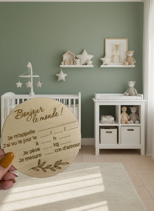 Carte Naissance Bonjour le Monde Feuille