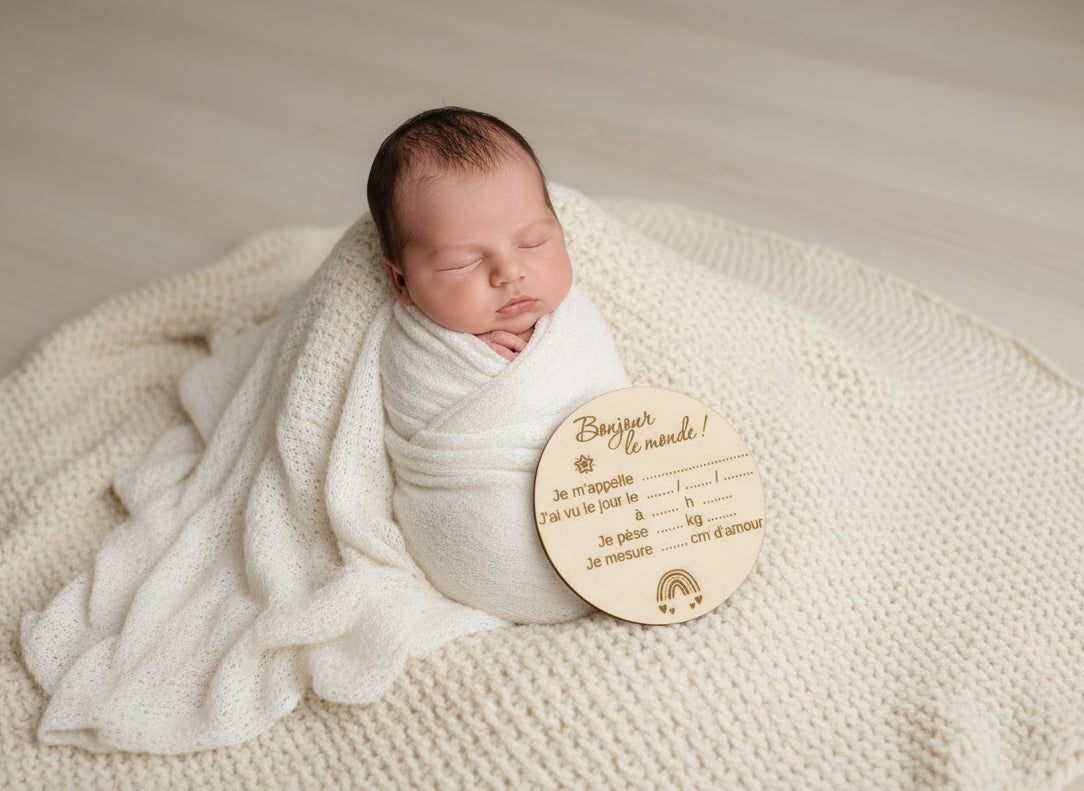Carte de Naissance Bonjour le Monde arc-en-ciel