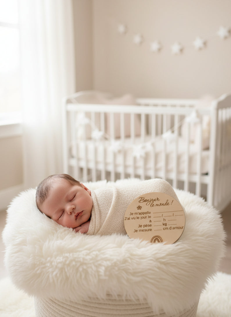 Carte de Naissance Bonjour le Monde arc-en-ciel
