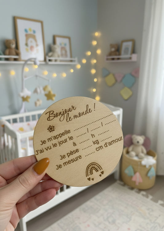 Carte de Naissance Bonjour le Monde arc-en-ciel