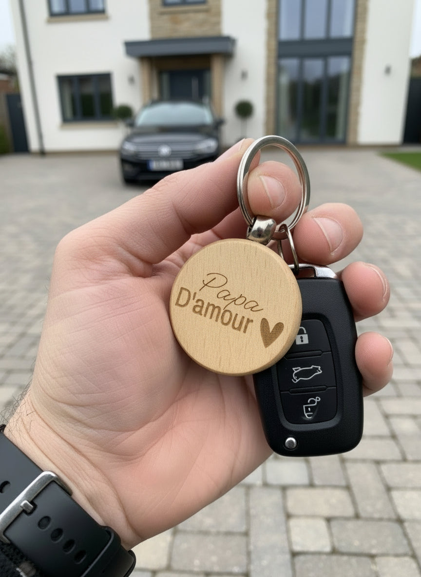 Porte clé rond coeur ♥