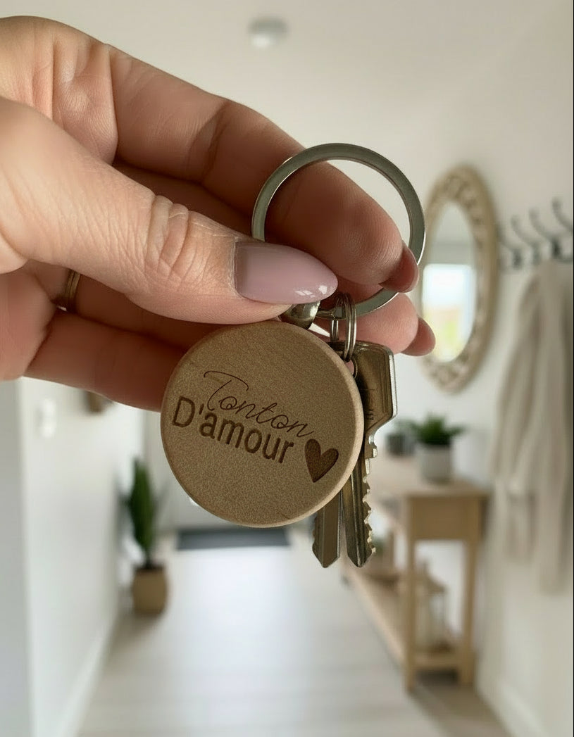 Porte clé rond coeur ♥