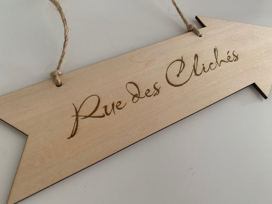 Flèches directionnelles personnalisées, en bois gravés