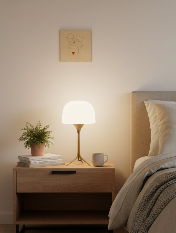 Tableau personnalisé couple – Illustration baiser avec prénoms