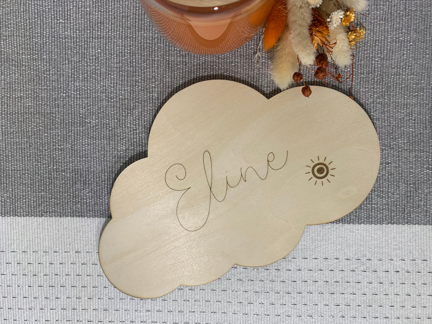 Décoration murale en bois personnalisée - Nuage / Fleurs