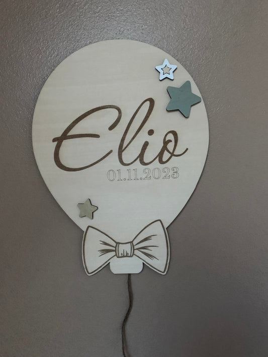 Décoration murale Ballon en bois - Personnalisée étoiles