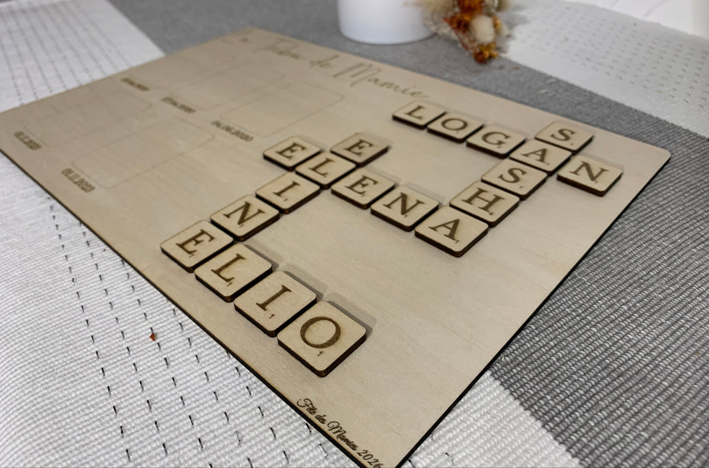 Tableau bois avec puzzle et emplacement photo - Personnalisé La Tribu de Mamie