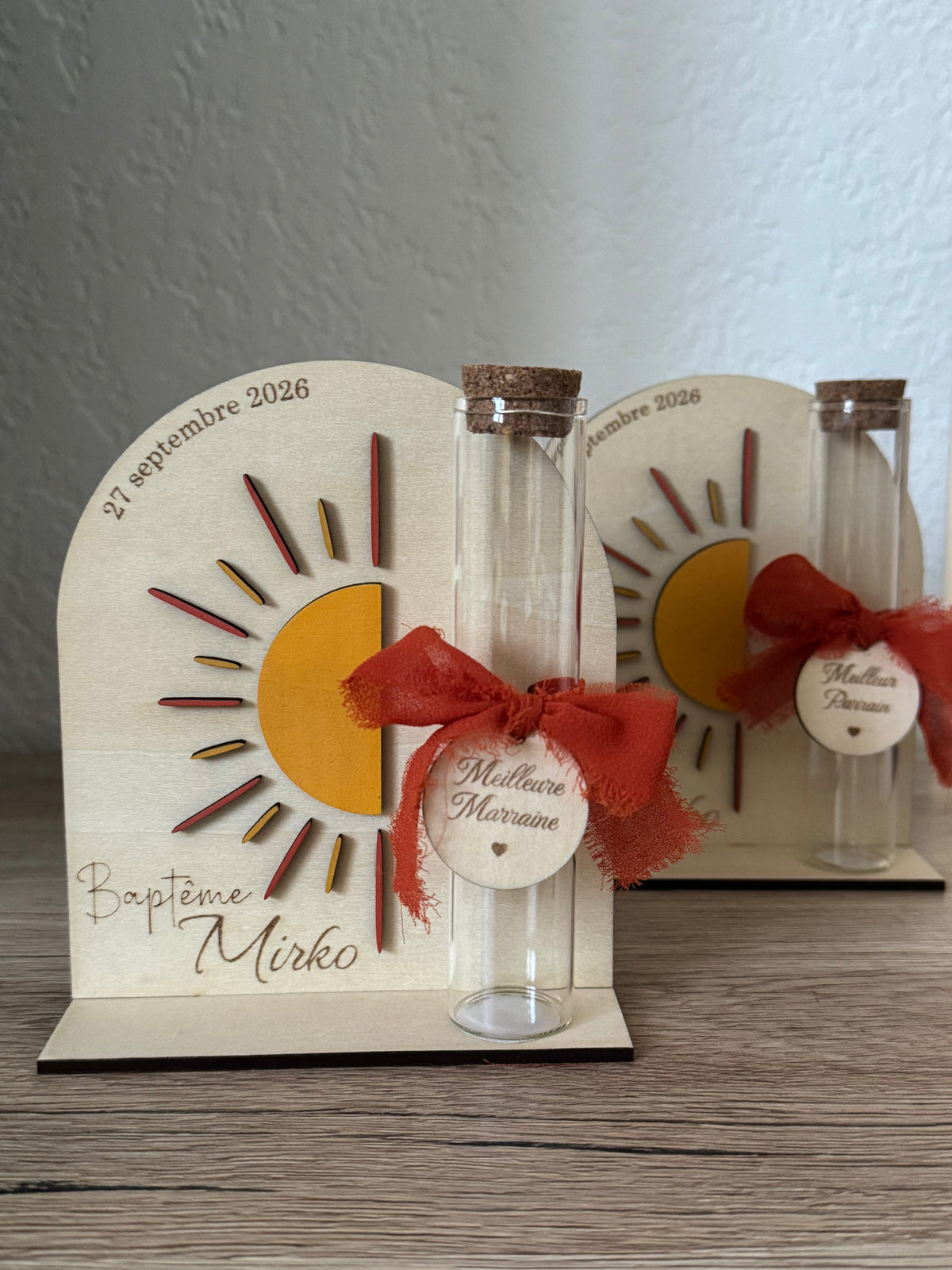 Contenant Tube baptême personnalisé - soleil boho