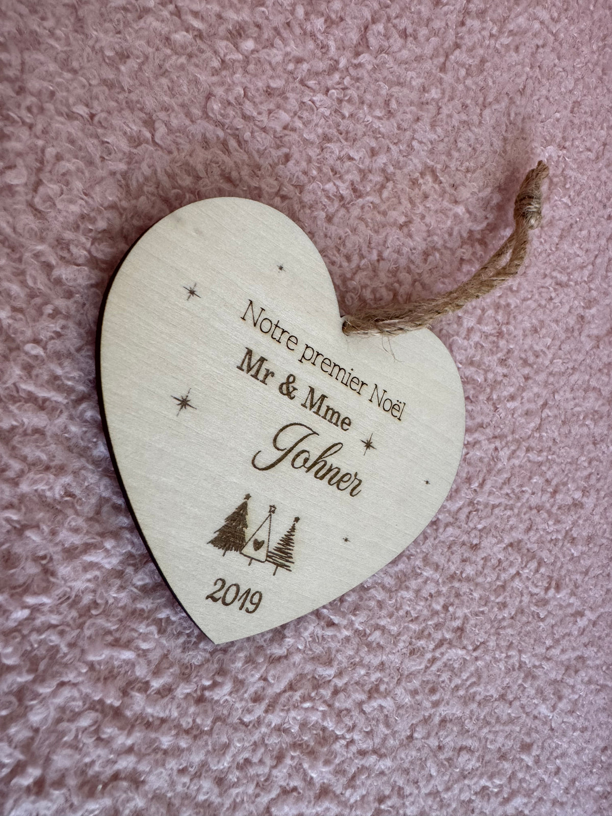 Cœur de noël personnalisée - trois sapins couple