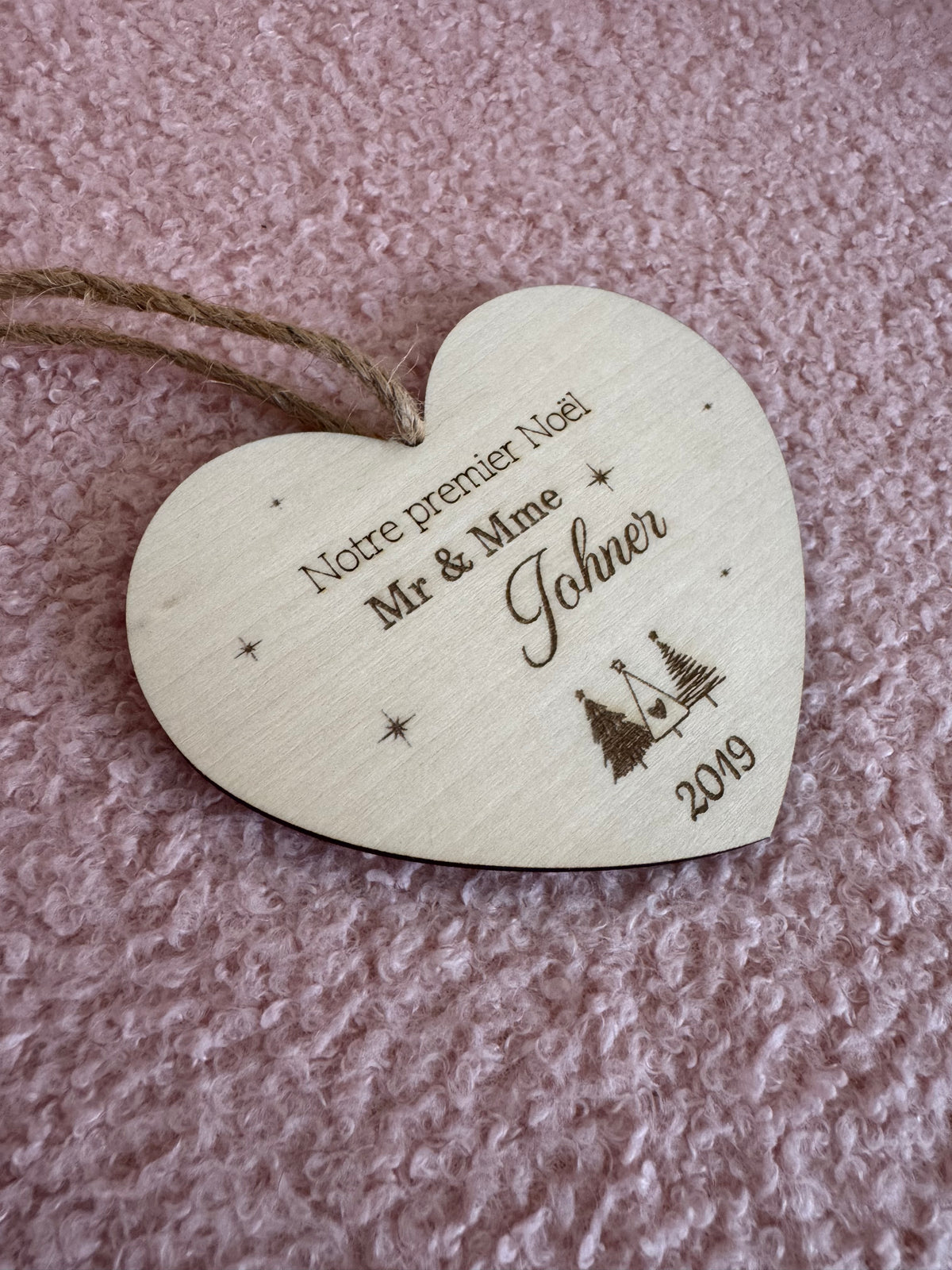 Cœur de noël personnalisée - trois sapins couple