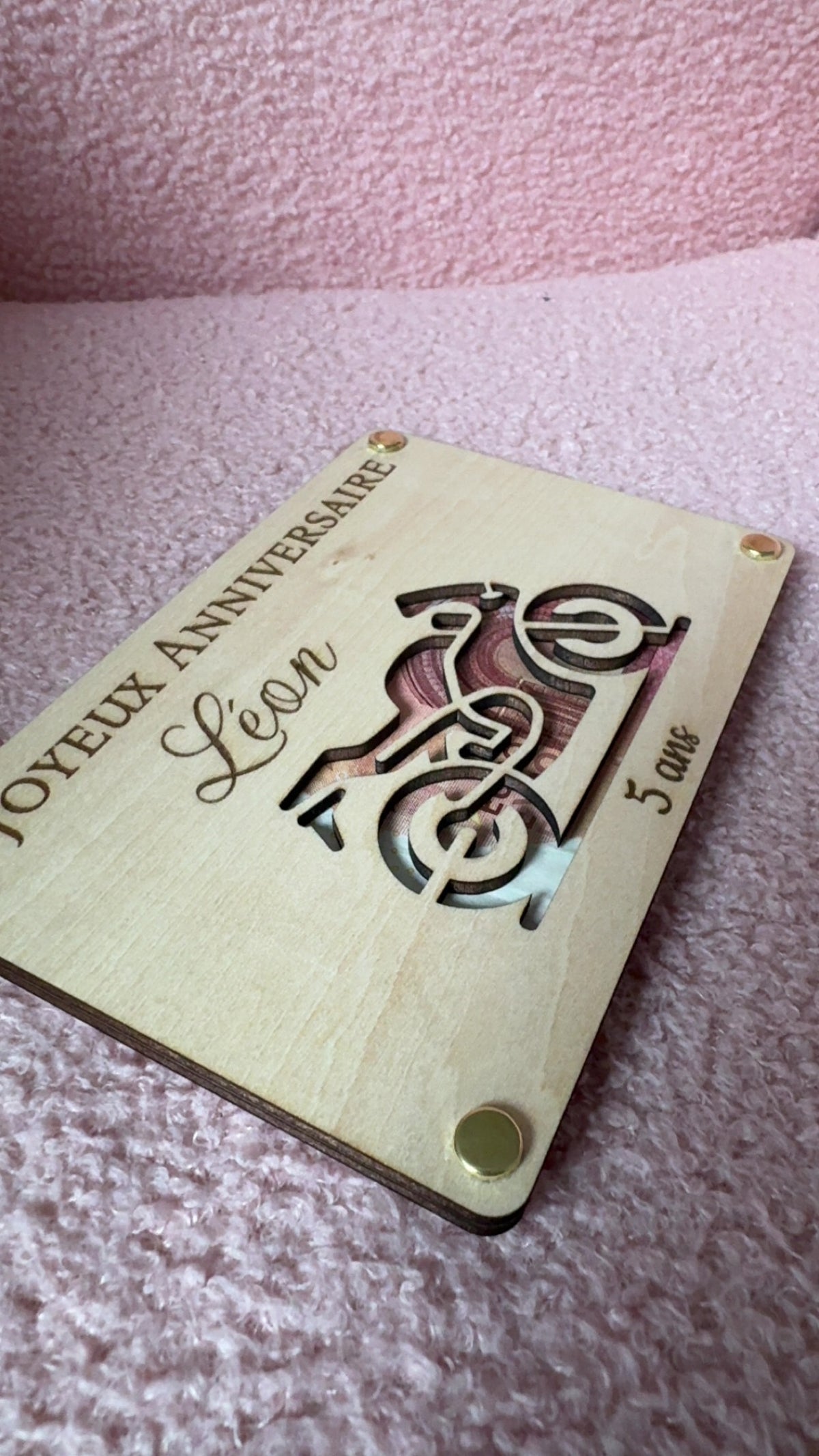 Carte billets anniversaire personnalisée - Moto