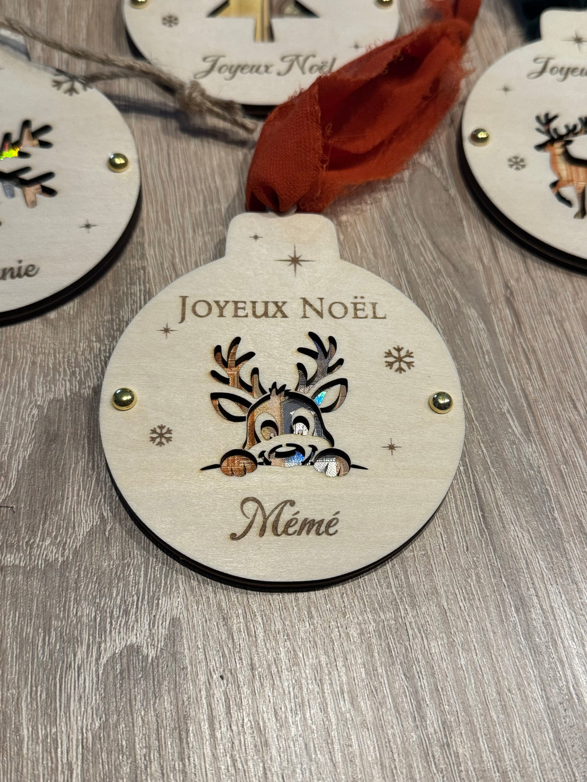 Boule de Noël billet personnalisée -  bébé renne