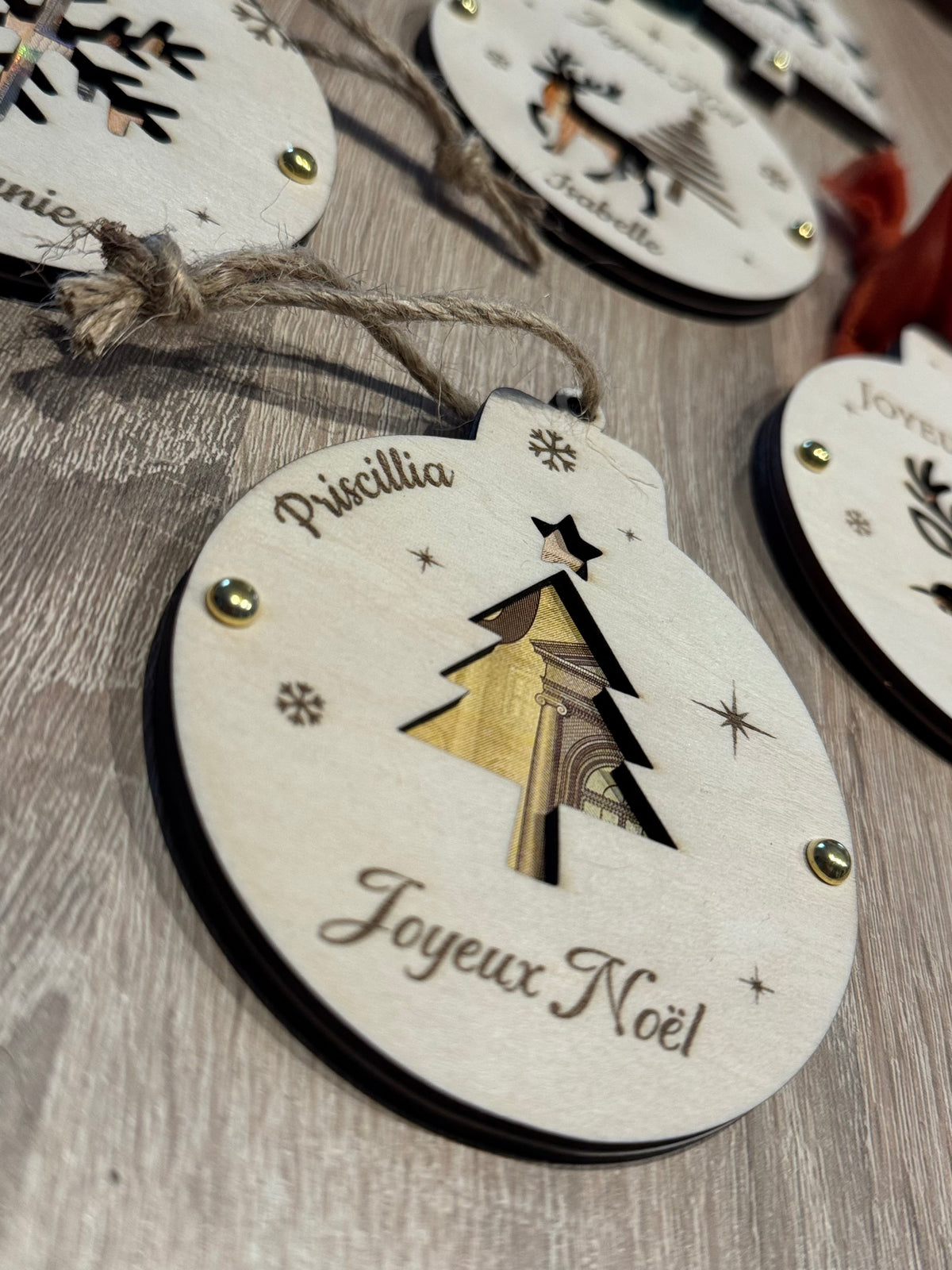 Boule de Noël billet personnalisée - sapin