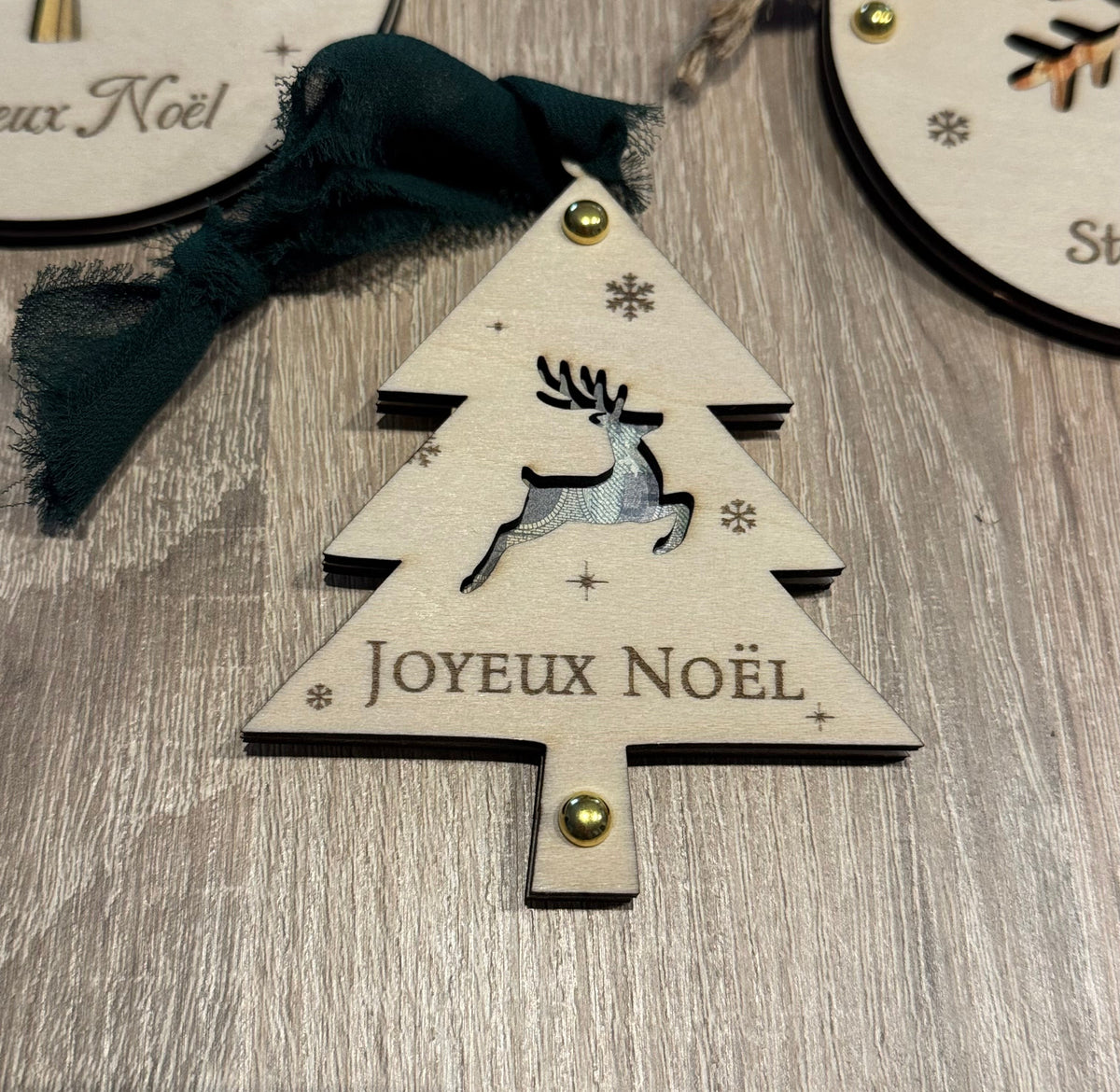 Sapin de Noël billet personnalisé - renne bondissant