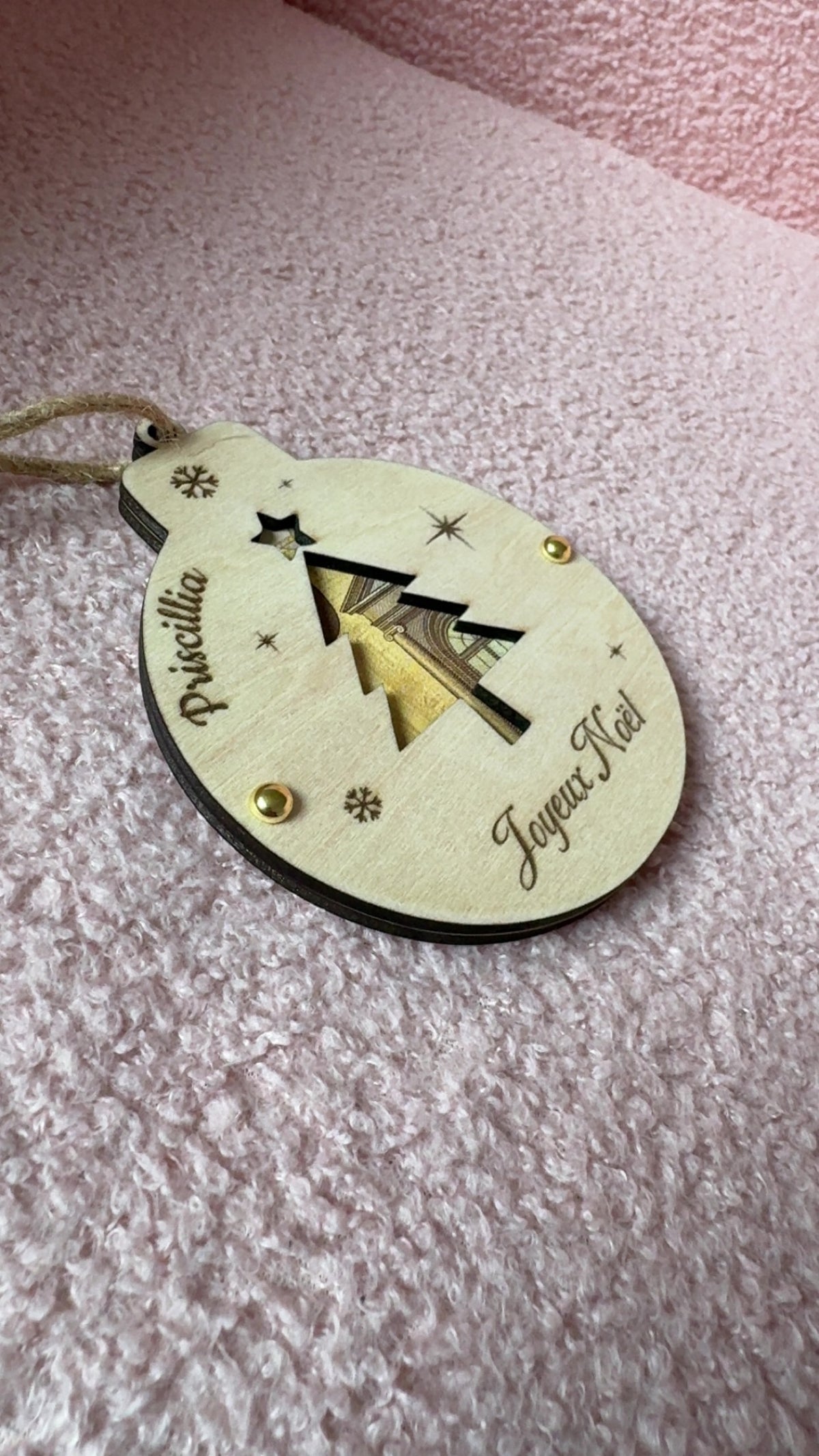 Boule de Noël billet personnalisée - sapin