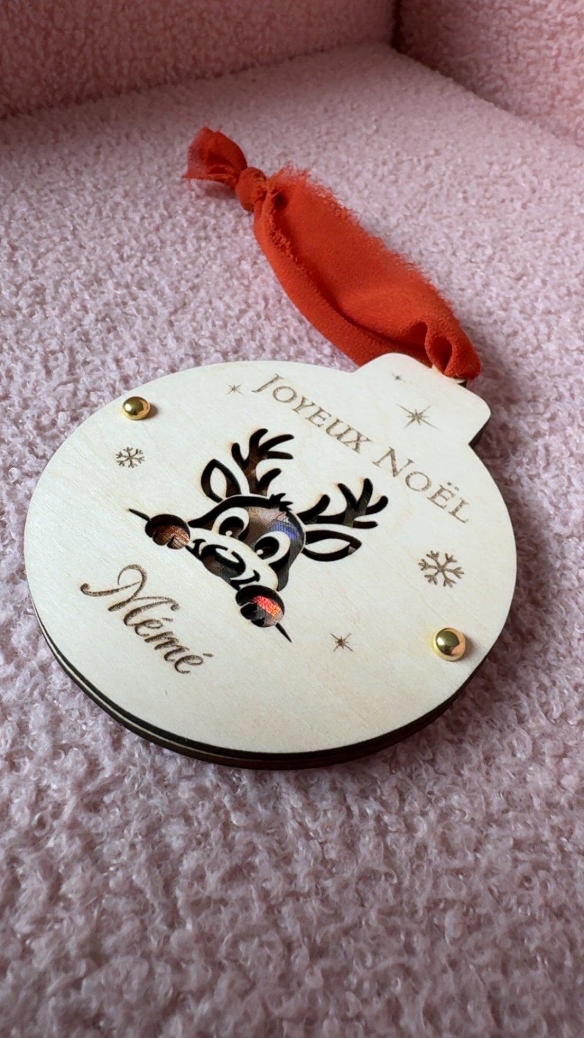 Boule de Noël billet personnalisée -  bébé renne