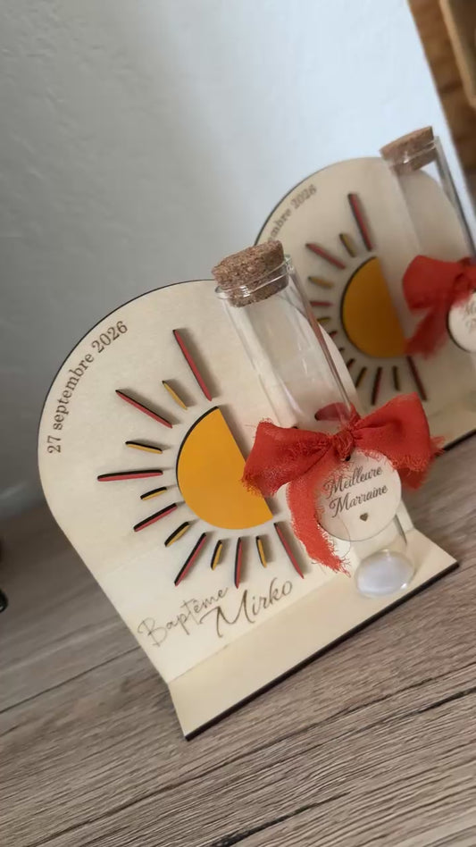 Contenant Tube baptême personnalisé - soleil boho