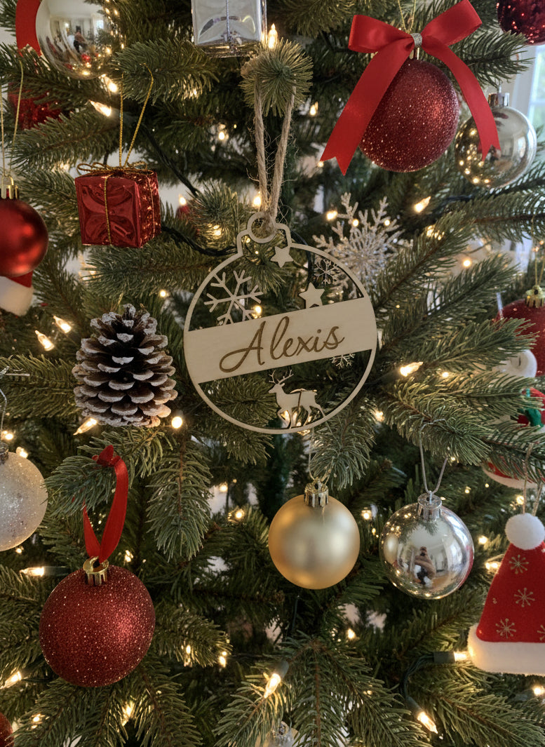 Boule de Noël découpée Flocon/Renne