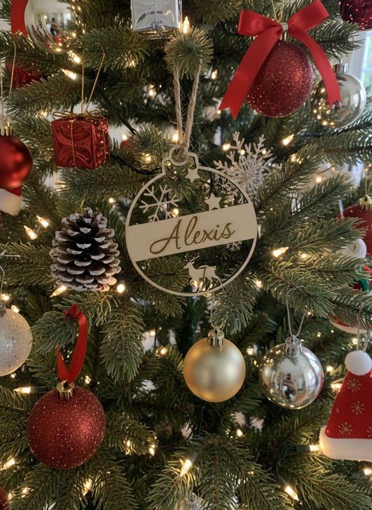 Boule de Noël découpée Flocon/Renne