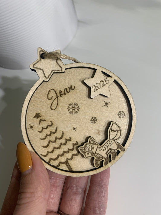 Boule de Noël double étoile/renard