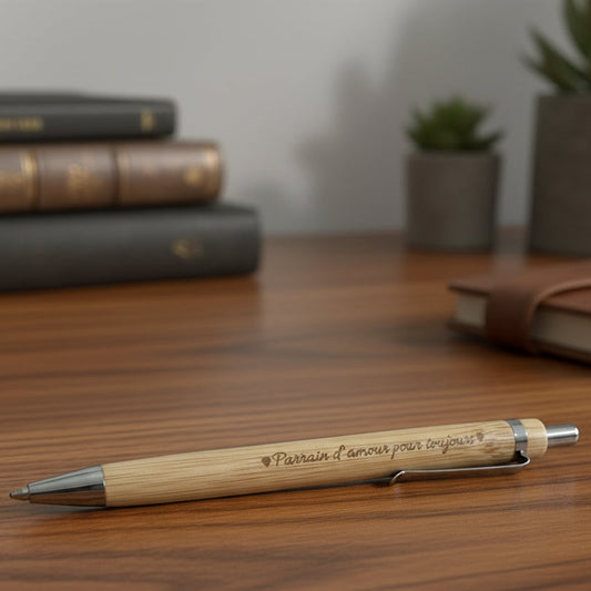 Stylos en Bambou gravé - Phrase personnalisée